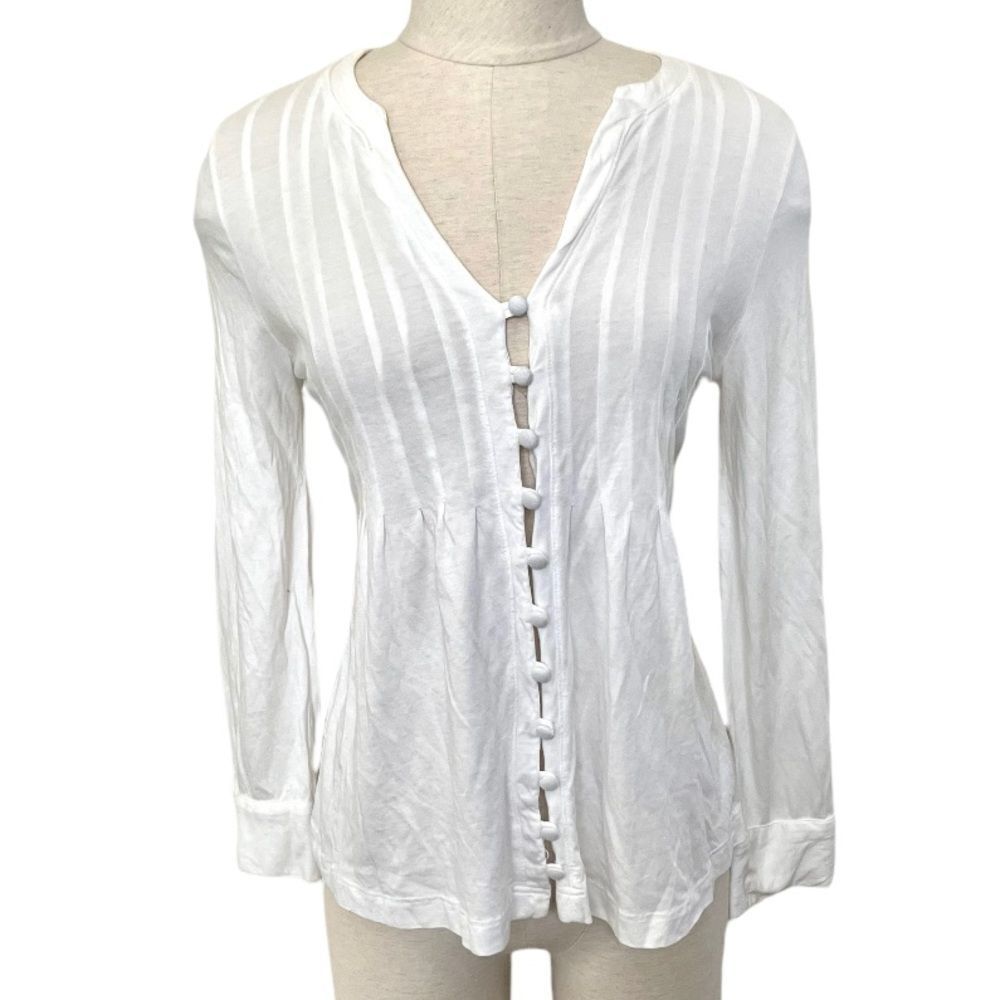 Green Dragon white long sleeved button top